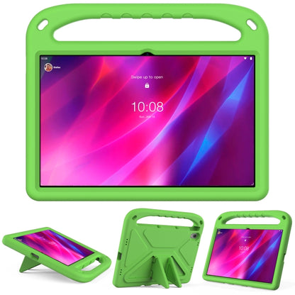 Green EVA tablet protective case with top handle and triangle kickstand holder