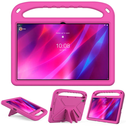 Rose-pink EVA tablet protective case with top handle and triangle kickstand holder
