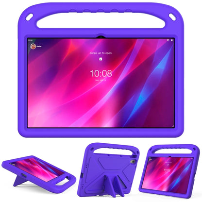 Purple EVA tablet protective case, top handle with triangle kickstand support