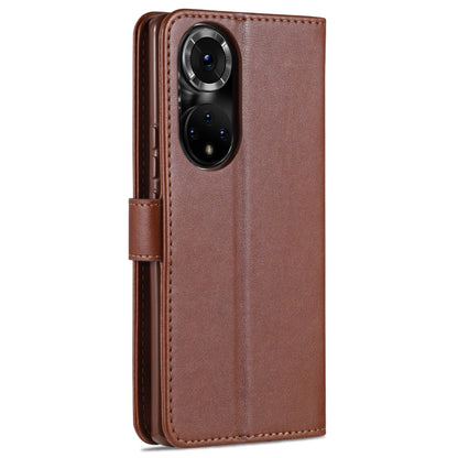 Brown sheepskin-textured flip leather wallet case with double camera cutout