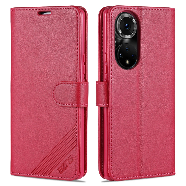 Red textured flip leather wallet phone case with magnetic clasp and card slots