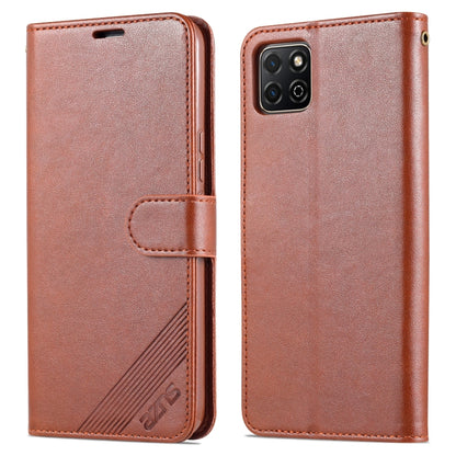 Brown textured flip leather wallet phone case with card slots and camera opening