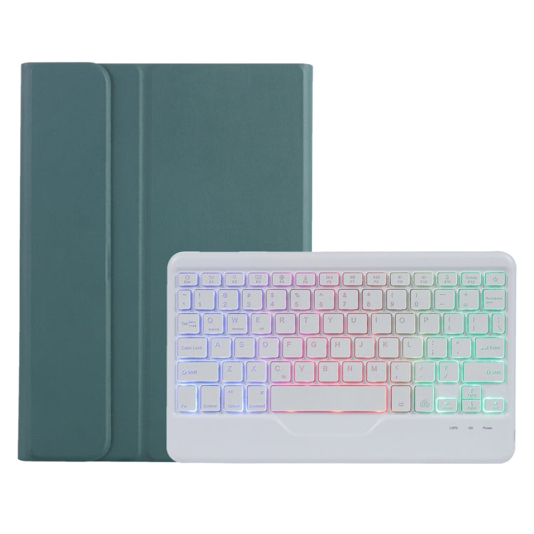 Teal tablet keyboard case with tri-color backlit keys and detachable keyboard