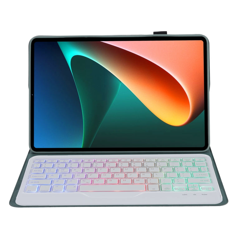 Gray folio tablet keyboard case with tri-color backlit wireless keyboard