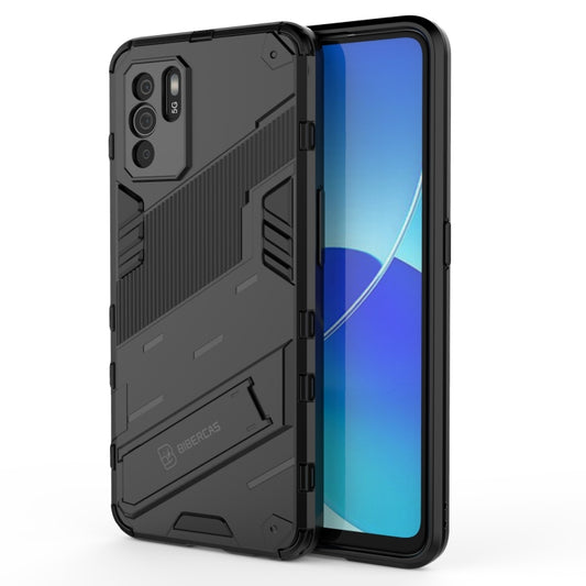 Black rugged phone case with shockproof TPU bumper and raised camera protection