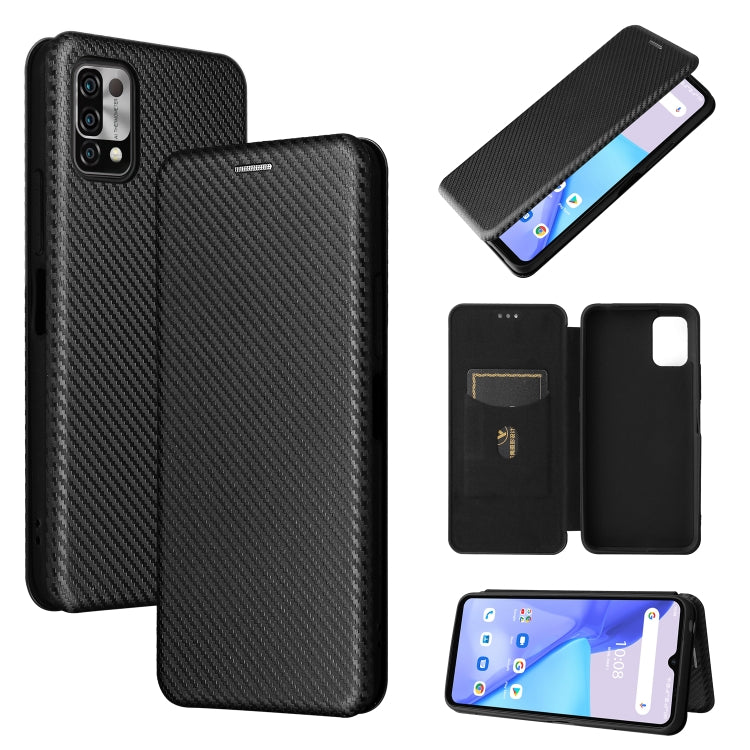 Black carbon fiber textured magnetic flip case with card slot for phone