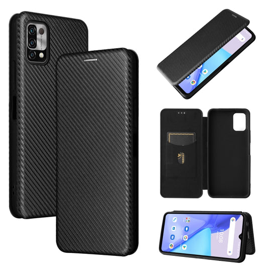 Black carbon fiber textured magnetic flip case with card slot for phone