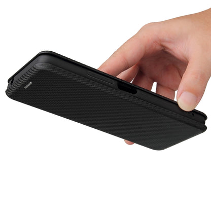 Black magnetic flip case with horizontal closure, shown in hand