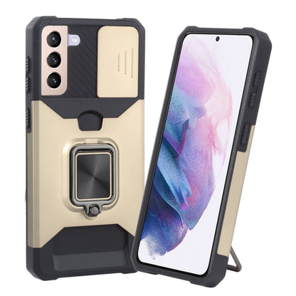 Phone case with ring holder and card slot, beige/black dual-tone TPU cover