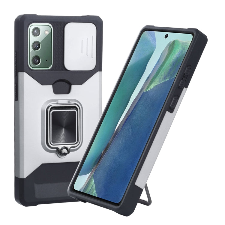 Phone case with ring holder and card slot, white/black dual-tone TPU cover