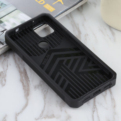 Black rugged phone case with textured interior grip and protective bumper