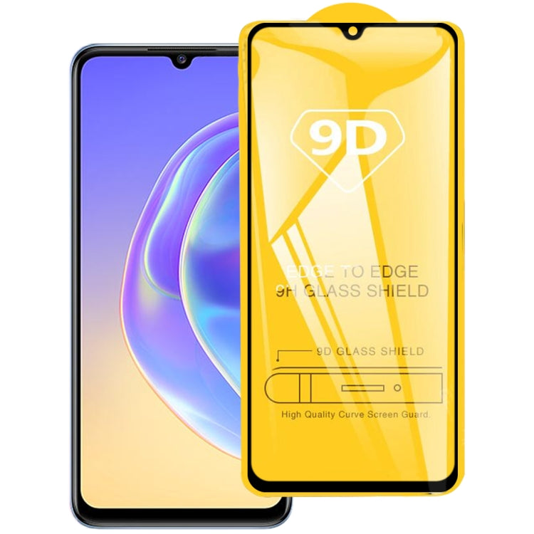 9D full glue tempered glass screen protector on phone, front view