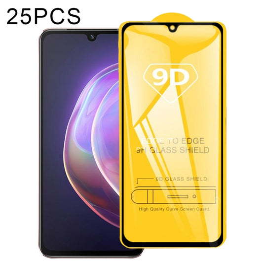 9D full glue tempered glass screen protector set, 25-pack, edge-to-edge coverage