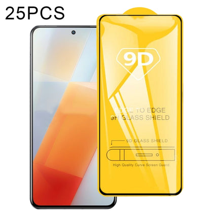 9D full glue tempered glass screen protector set, 25-pack, with phone screen behind
