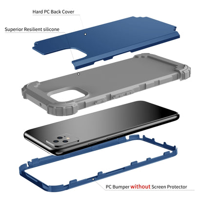 3-in-1 Pixel 4 protective case set with navy back cover and grey bumper parts