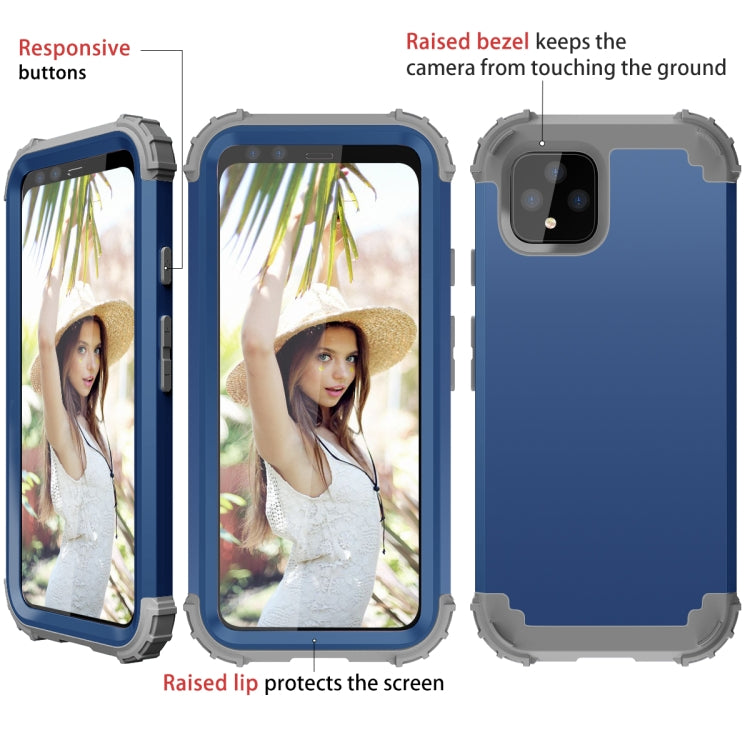 Navy blue and grey Pixel 4 phone case with raised lip and camera cover