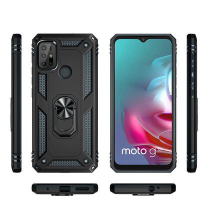 Black protective phone case with ring holder, plus front and side views