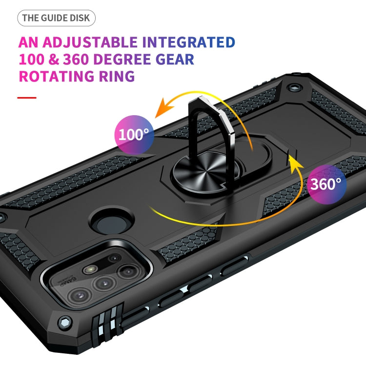 Black shockproof phone case with integrated 360° rotating ring holder