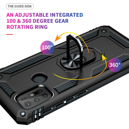 Black shockproof phone case with integrated 360° rotating ring holder