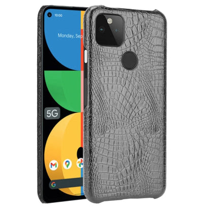 Shockproof crocodile-texture phone case in dark gray with camera and fingerprint cutouts