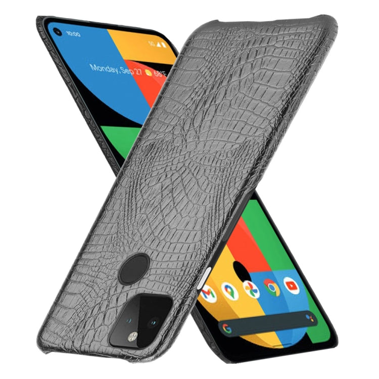 Shockproof crocodile-texture phone case, dark gray, with camera cutout and round grip pad