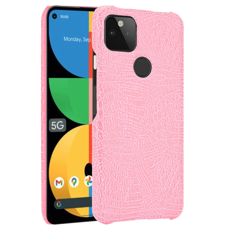 Shockproof crocodile-texture phone case, light pink with raised camera bump and smooth grip edges