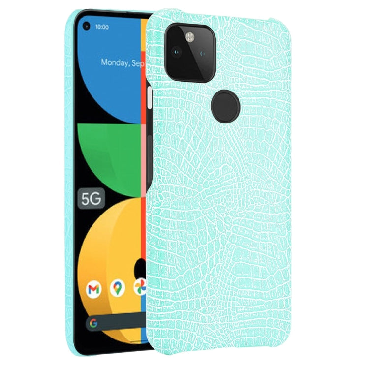 Shockproof crocodile-texture phone case, light aqua blue with raised camera area and textured finish