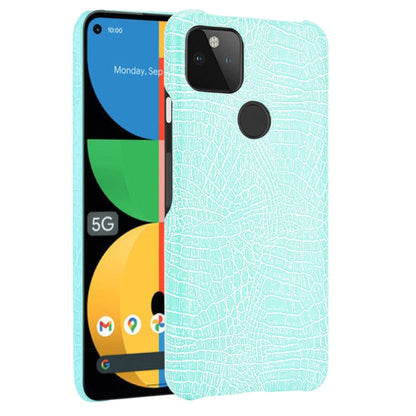 Shockproof crocodile-texture phone case, light aqua blue with raised camera area and textured finish
