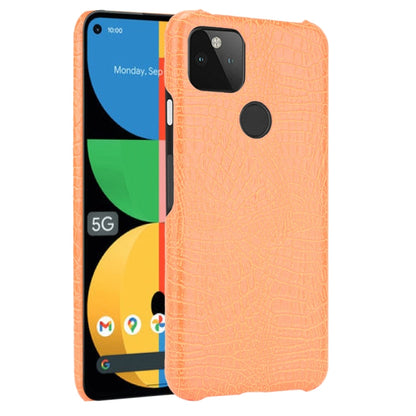 Shockproof crocodile-texture phone case in bright orange, with camera cutout and rugged border