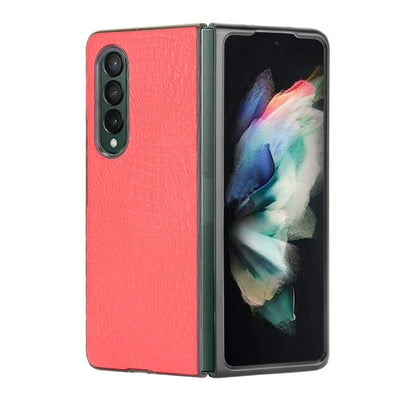 Shockproof crocodile-texture phone case, coral red-pink with two-piece back and camera cutouts