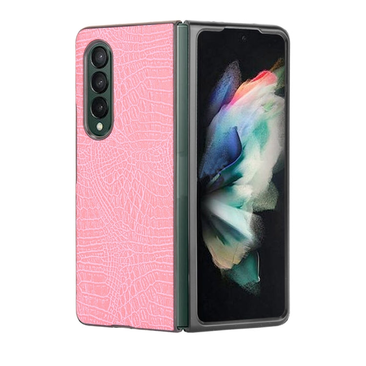 Shockproof crocodile-texture phone case, pink-red with two-tone edging and camera cutouts