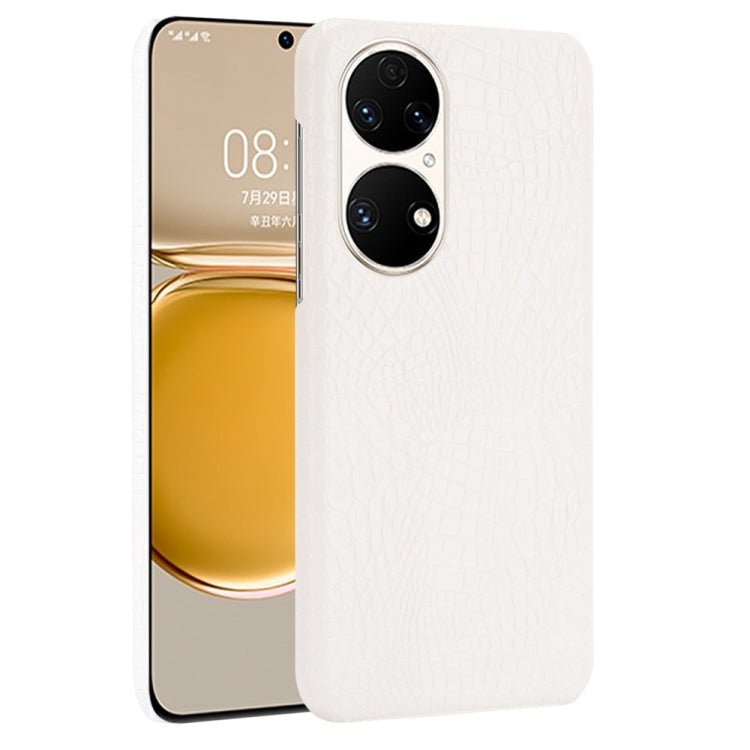 White crocodile-texture shockproof phone case with raised camera cutouts