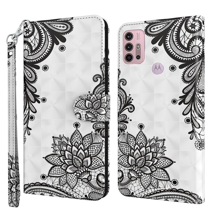 White floral phone wallet case with black mandala print, card slots, and strap
