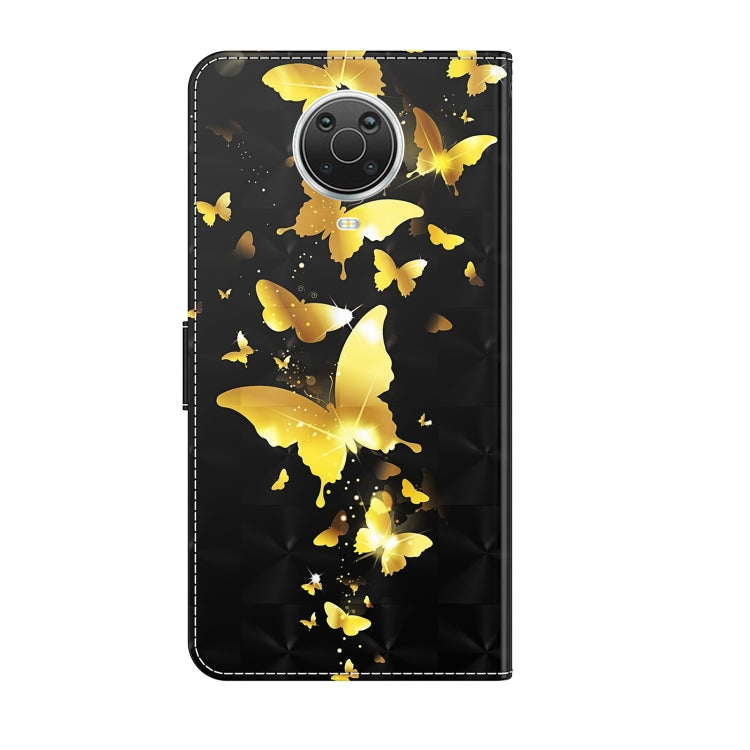 Black phone wallet flip case with gold butterflies and circular camera cutout