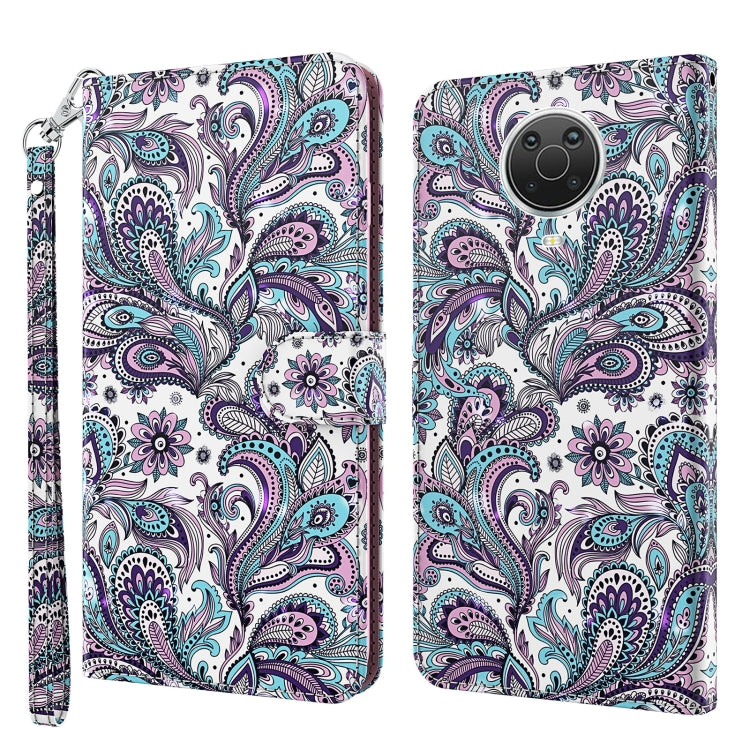 Multicolor paisley birds flip phone wallet case with wrist strap and cutout for camera