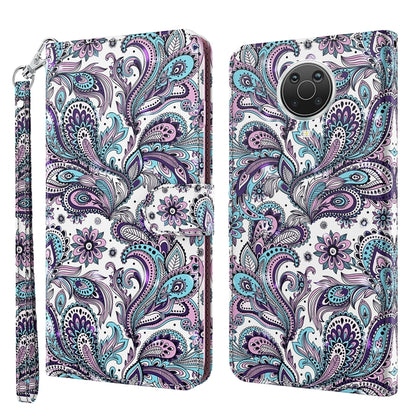 Multicolor paisley birds flip phone wallet case with wrist strap and cutout for camera