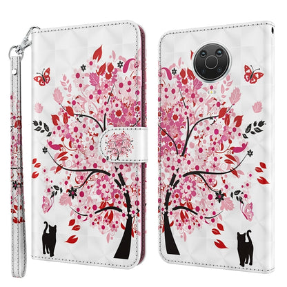 White flip phone wallet case with red/pink floral tree, cat silhouettes, and camera cutout