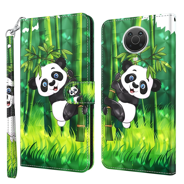 Green bamboo panda flip phone wallet case with wrist strap and camera cutout