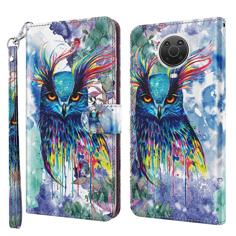 Watercolor owl flip phone wallet case with wrist strap and camera cutout