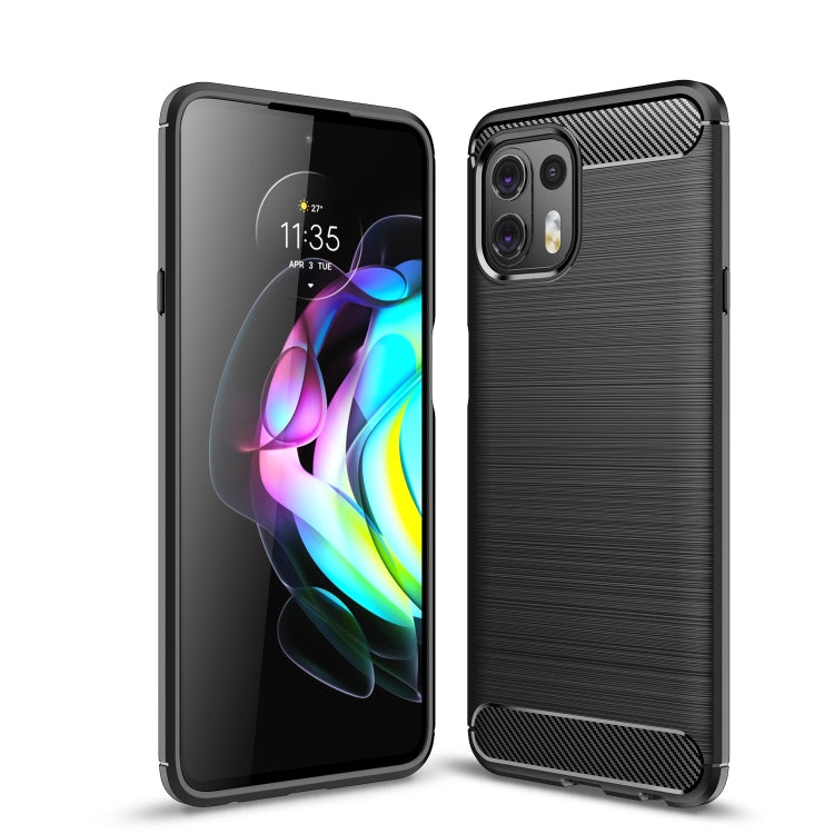 Black brushed carbon-fiber TPU phone case, with camera cutouts and raised corners.