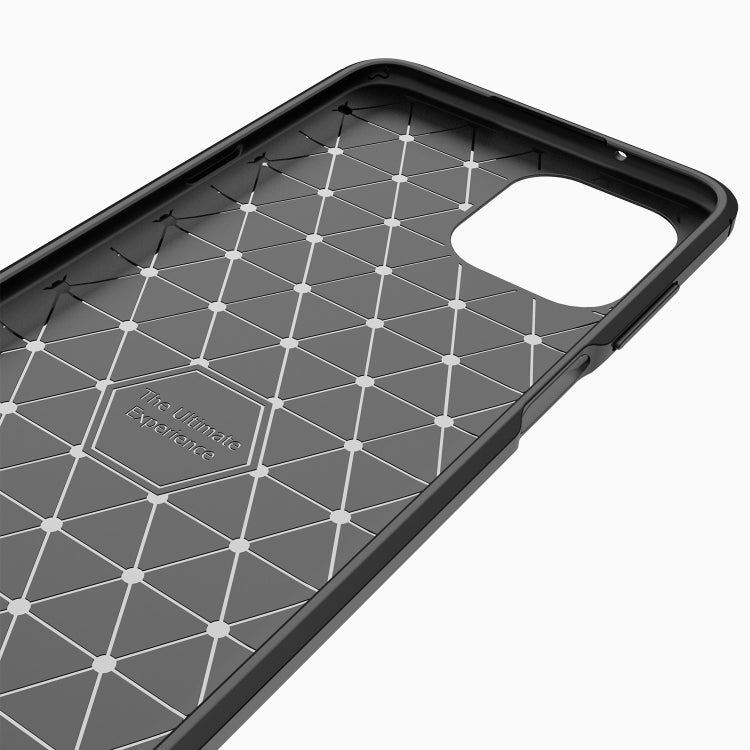 Black TPU phone case interior with grid pattern and side opening cutouts.