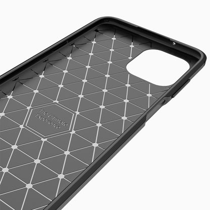 Black TPU phone case interior with grid pattern and side opening cutouts.