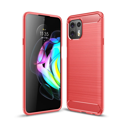 Red brushed carbon-fiber TPU phone case with textured finish and camera cutouts.