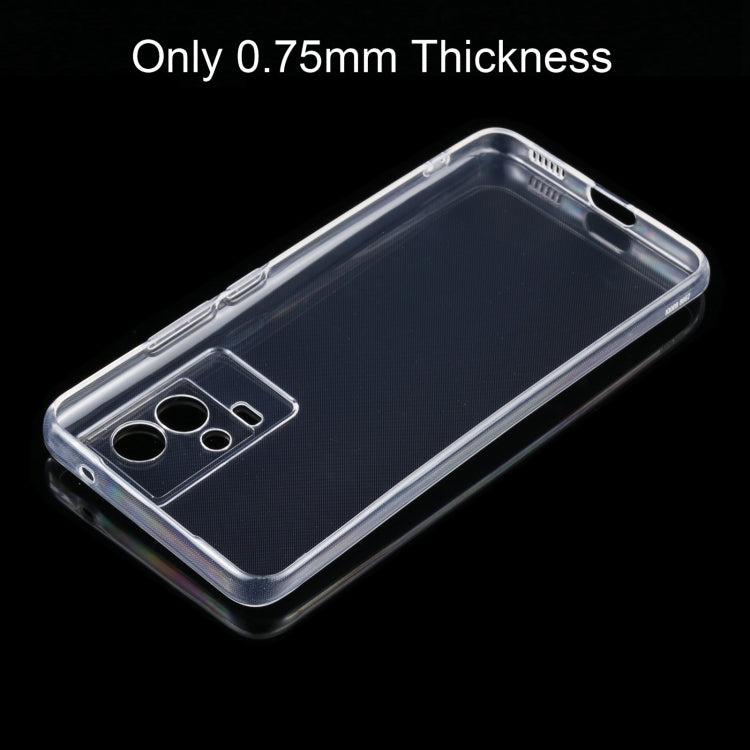 Ultra-thin transparent TPU phone case showing bottom cutouts and side button openings
