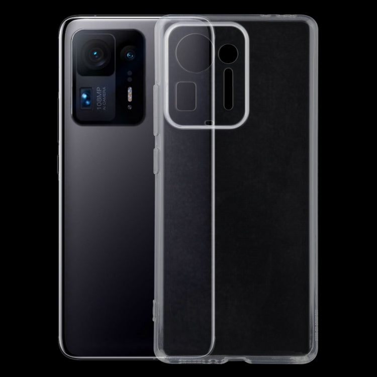 Transparent TPU protective phone case with camera lens cutout and raised rear frame