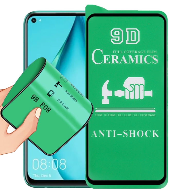 9D Ceramics anti-shock full-cover screen protector film, hand application shown