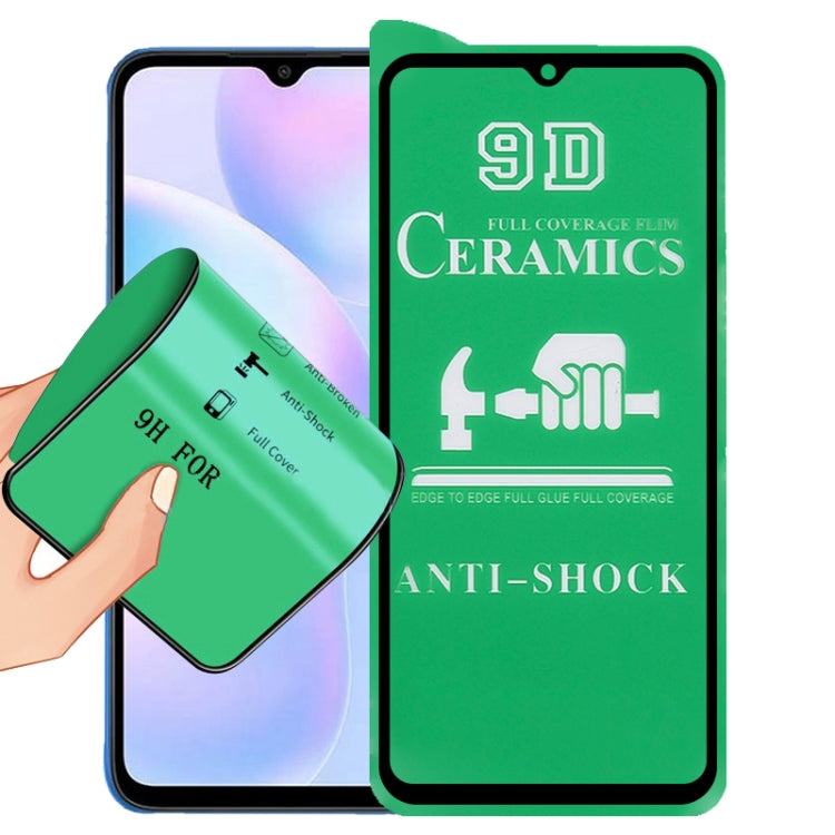 Hand applying 9D ceramic full coverage screen protector film, anti-shock