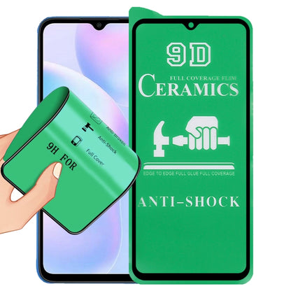 Hand applying 9D ceramic full coverage screen protector film, anti-shock