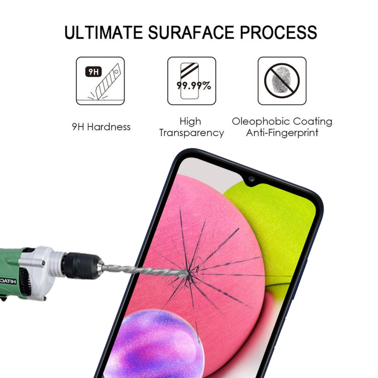Tempered glass screen protector with anti-fingerprint and anti-scratch coating, black border.
