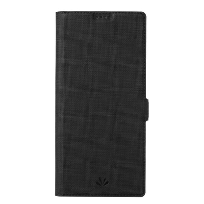 Black vertical flip phone case with card holder cutout and magnetic closure